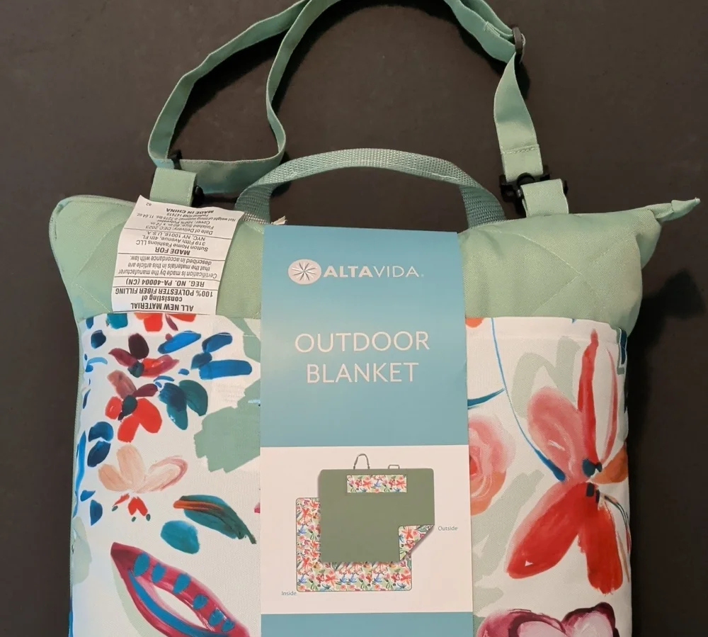 Outdoor Blanket in Mint and Floral